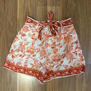 Floral Print Shorts with Tie Waist